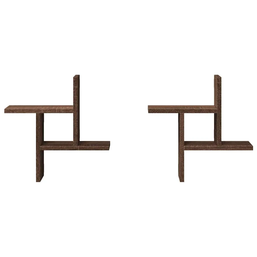 Étagères murales 2pcs chêne marron 38x12x38cm bois d'ingénierie - 4