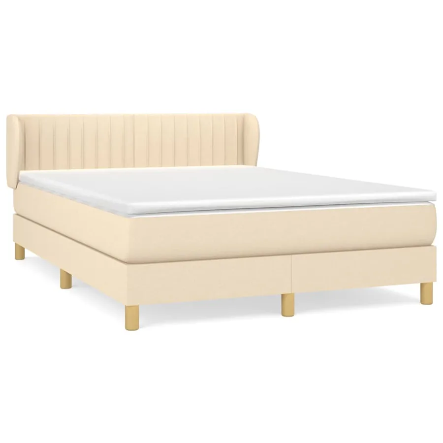 Sommier à lattes de lit avec matelas Crème 140x200 cm Tissu - 2