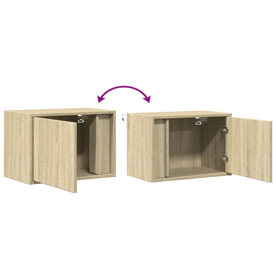 Tables de chevet murales avec lumières LED 2 pcs chêne sonoma - 10