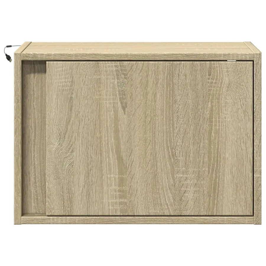 Tables de chevet murales avec lumières LED 2 pcs chêne sonoma - 6