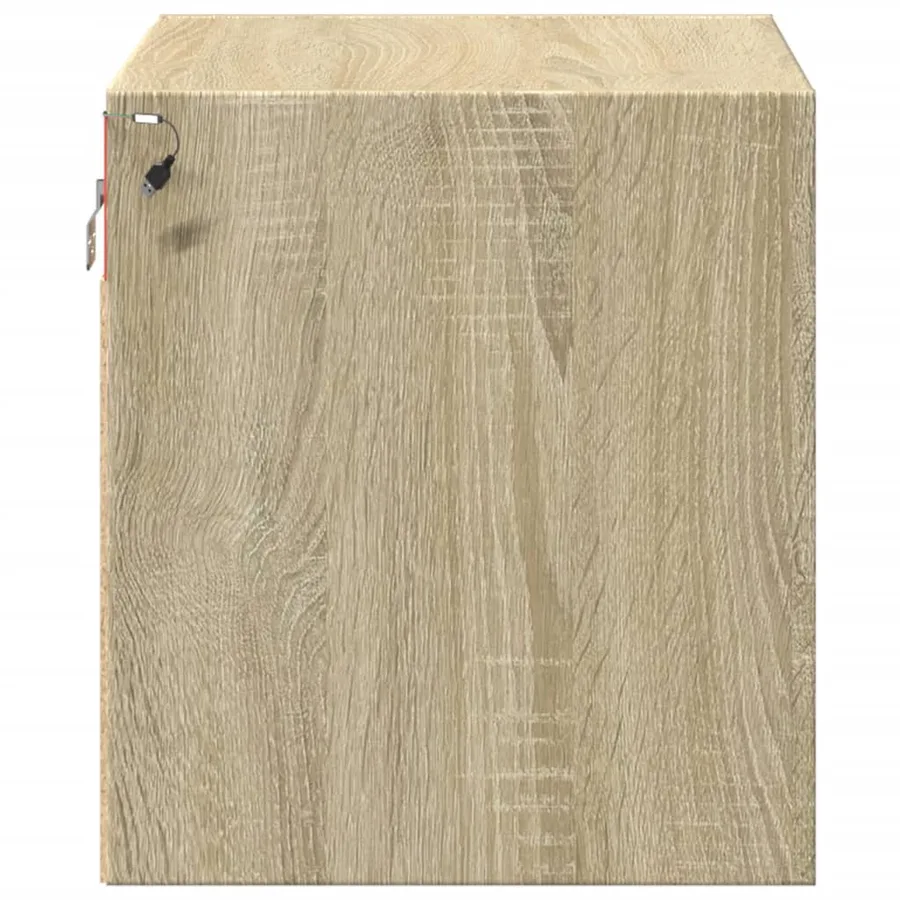 Tables de chevet murales avec lumières LED 2 pcs chêne sonoma - 8