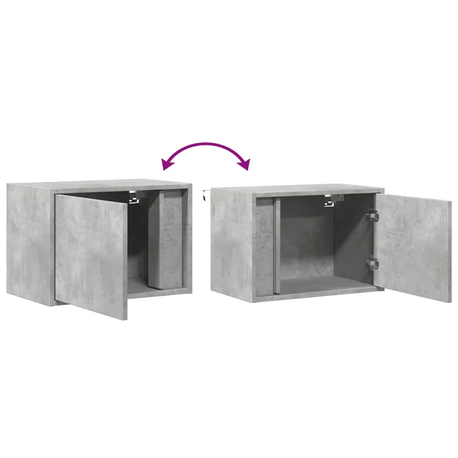 Tables de chevet murales avec lumières LED 2 pcs gris béton - 10