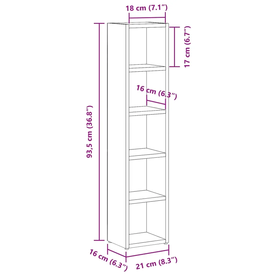 Armoires à CD 2 pcs vieux bois 21x16x93,5 cm bois d'ingénierie - 10