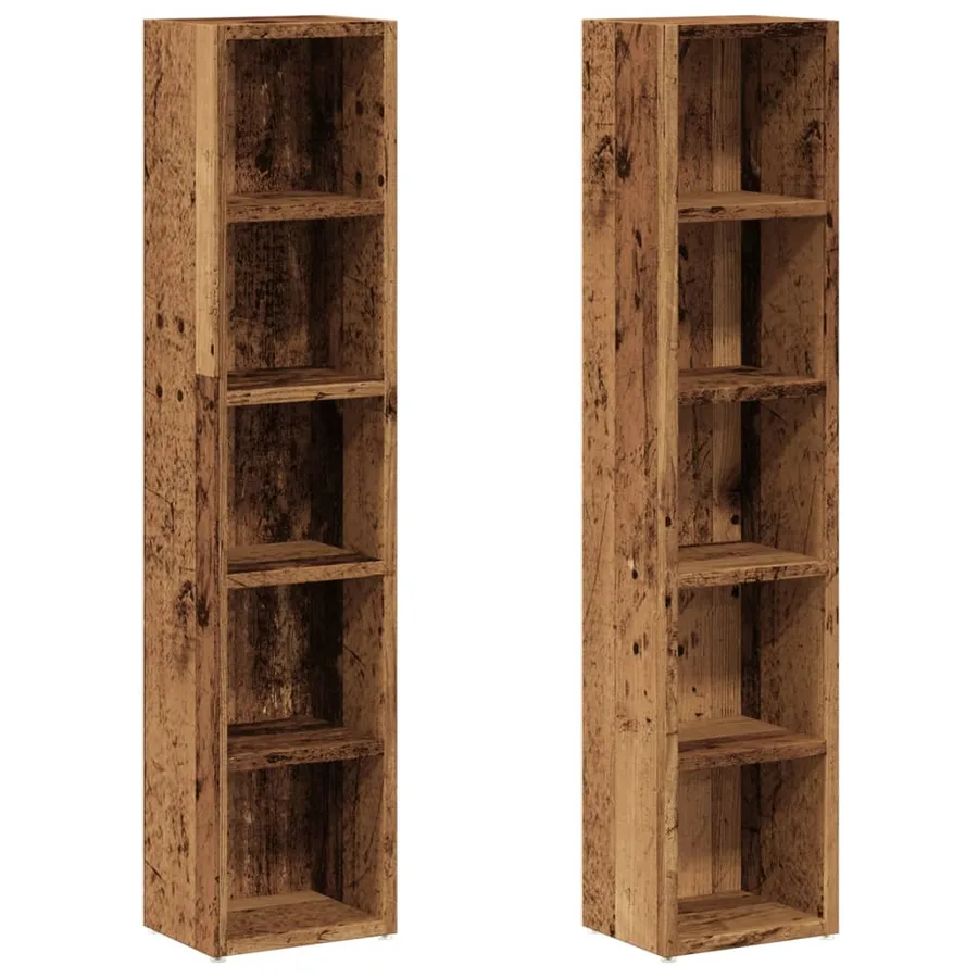 Armoires à CD 2 pcs vieux bois 21x16x93,5 cm bois d'ingénierie - 2