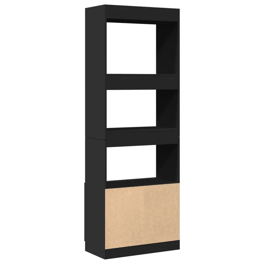 Buffet haut 63x33x180 cm noir bois d'ingénierie - 7