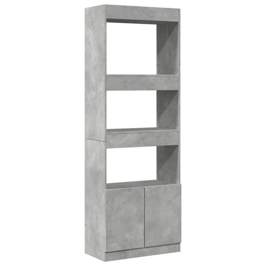 Buffet haut 63x33x180 cm gris béton bois d'ingénierie - 2