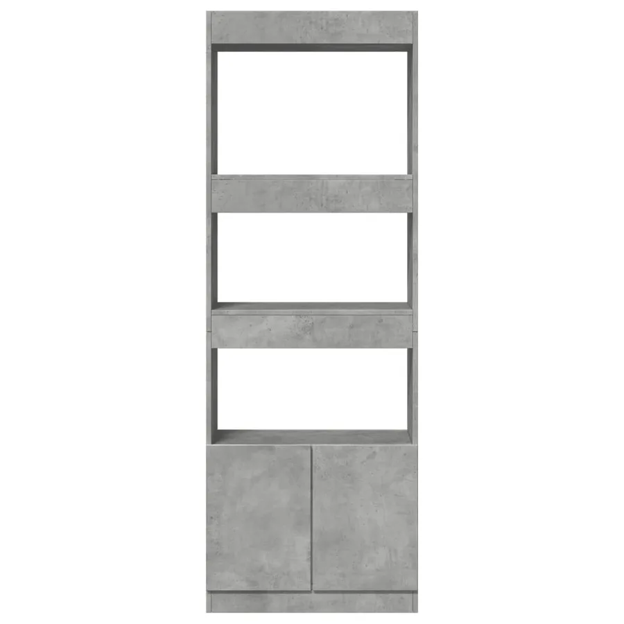 Buffet haut 63x33x180 cm gris béton bois d'ingénierie - 5
