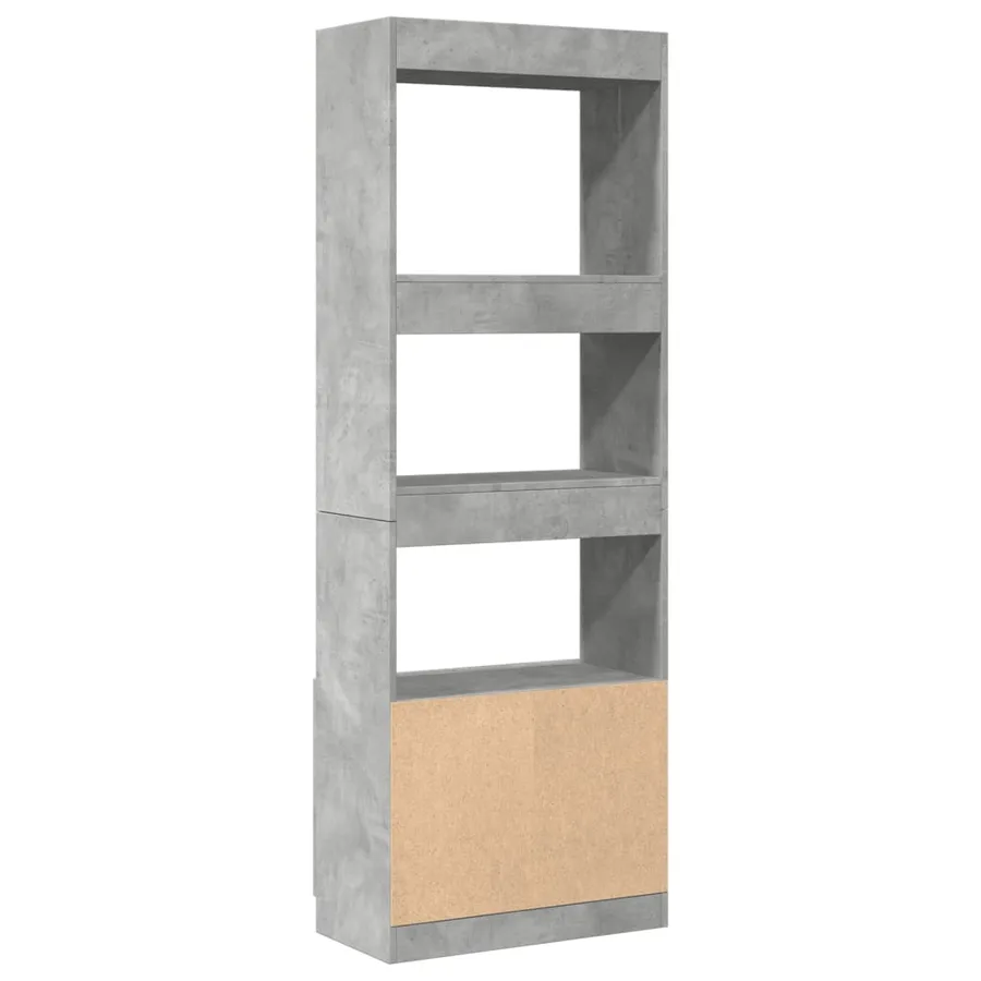 Buffet haut 63x33x180 cm gris béton bois d'ingénierie - 7