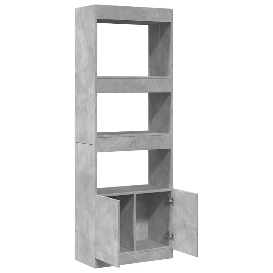 Buffet haut 63x33x180 cm gris béton bois d'ingénierie - 8