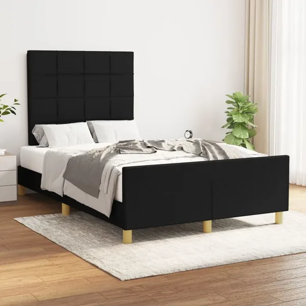 Cadre de lit sans matelas noir 120x200 cm tissu