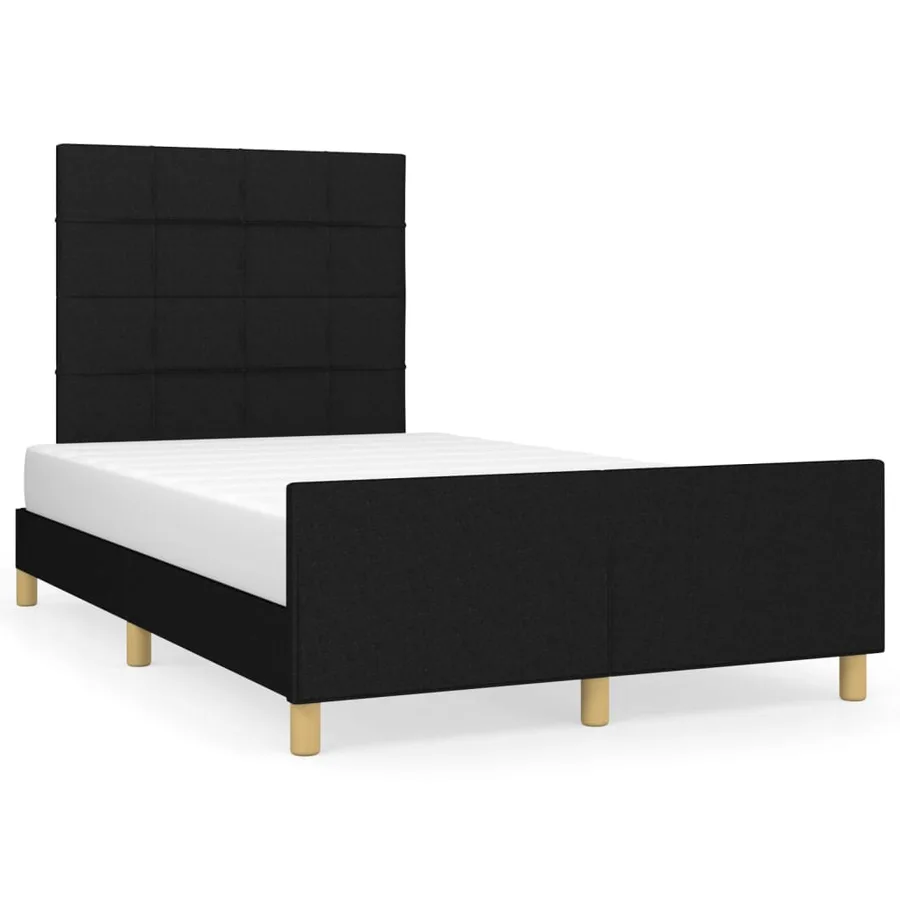 Cadre de lit sans matelas noir 120x200 cm tissu - 2