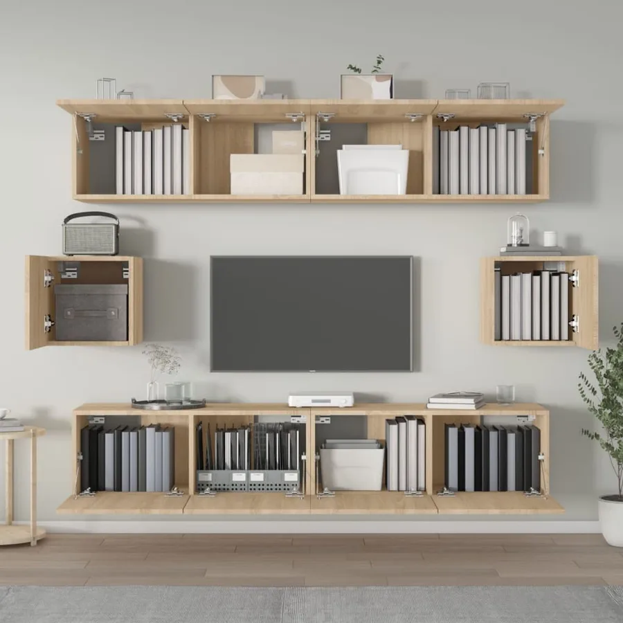 Ensemble de meubles TV 6 pcs Chêne sonoma Bois d'ingénierie - 3