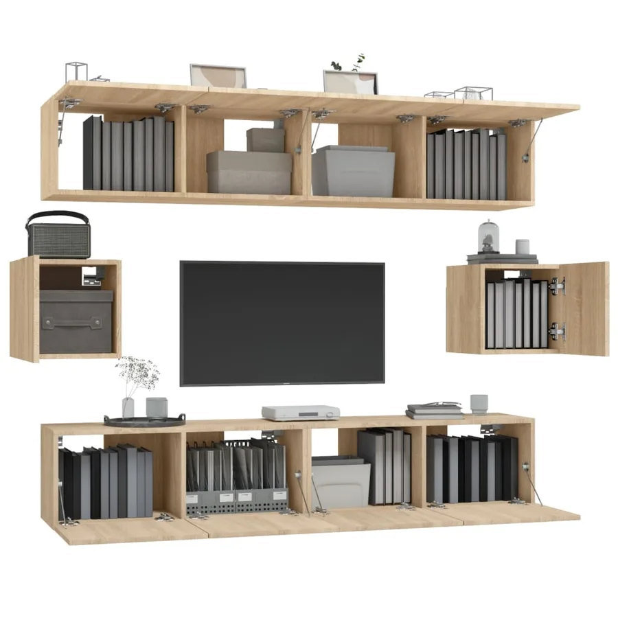 Ensemble de meubles TV 6 pcs Chêne sonoma Bois d'ingénierie - 4