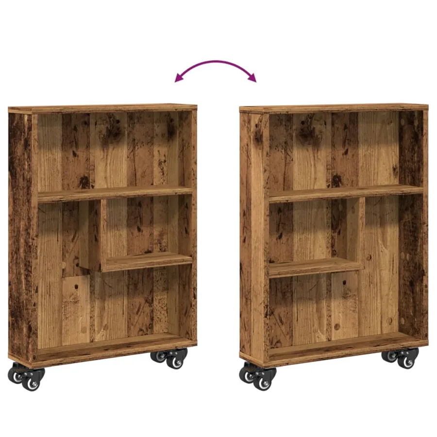 Chariot de rangement étroit vieux bois bois d'ingénierie - 7