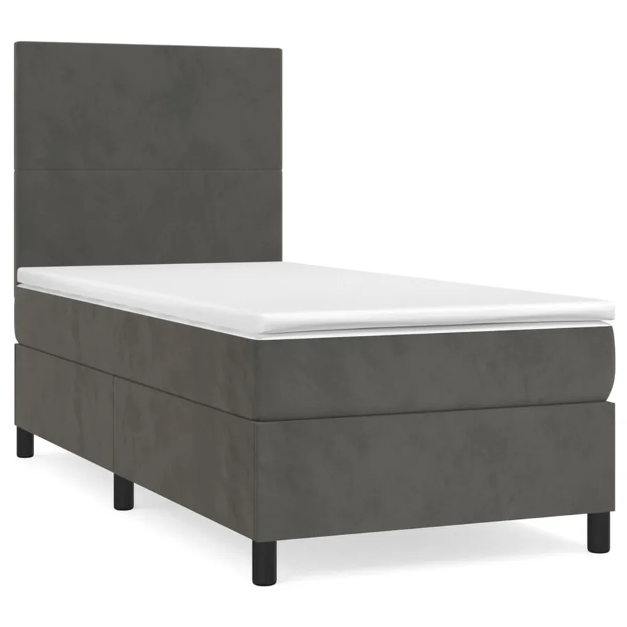 Sommier à lattes de lit et matelas Gris foncé 80x200 cm Velours - 2