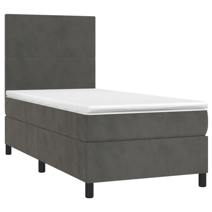 Sommier à lattes de lit et matelas Gris foncé 80x200 cm Velours - 3