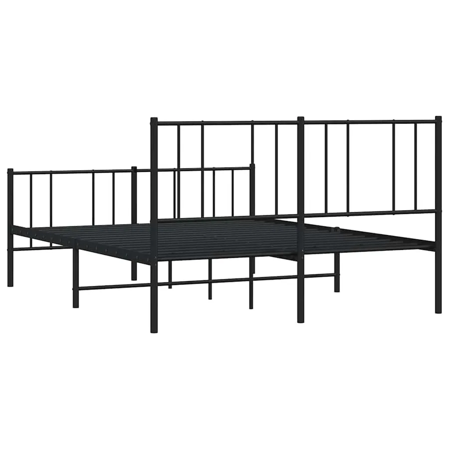 Cadre de lit métal sans matelas avec pied de lit noir 135x190cm - 8