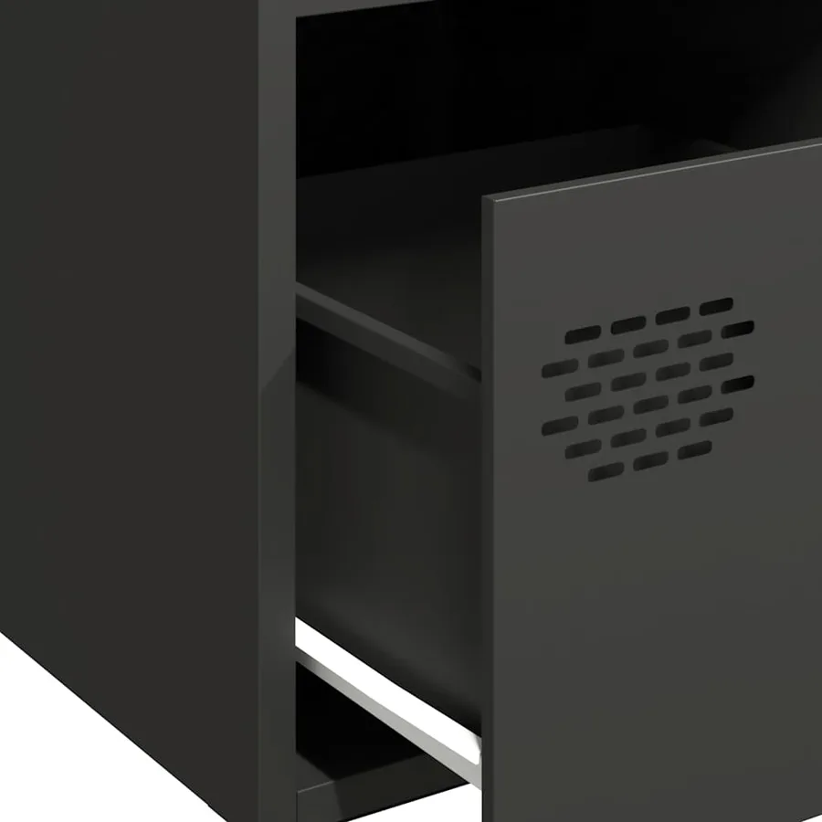 Buffet noir 68x39x73,5 cm acier laminé à froid - 9