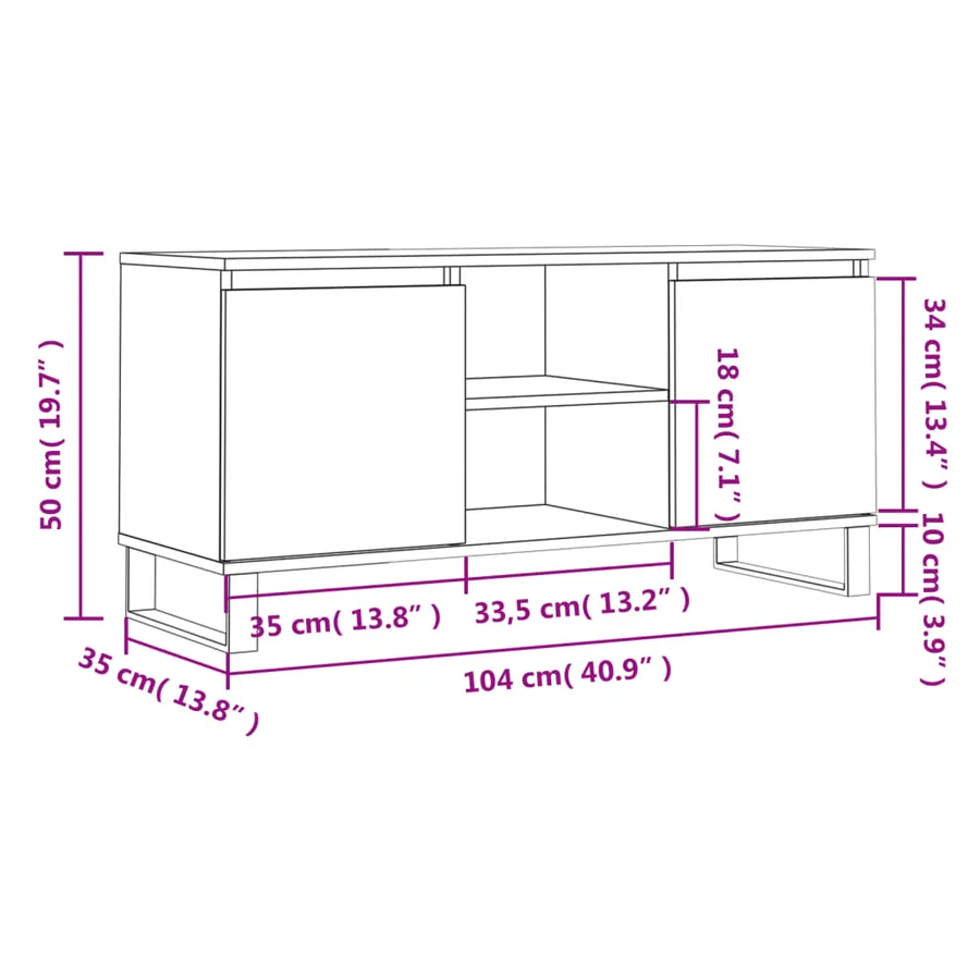 Meuble TV sonoma gris 104x35x50 cm bois d'ingénierie - 11