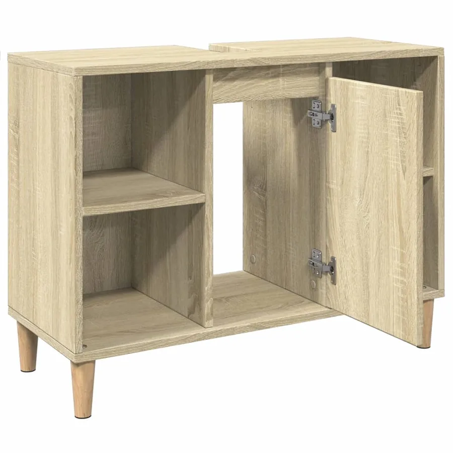 Armoire salle de bain chêne sonoma 80x33x60cm bois d'ingénierie - 6