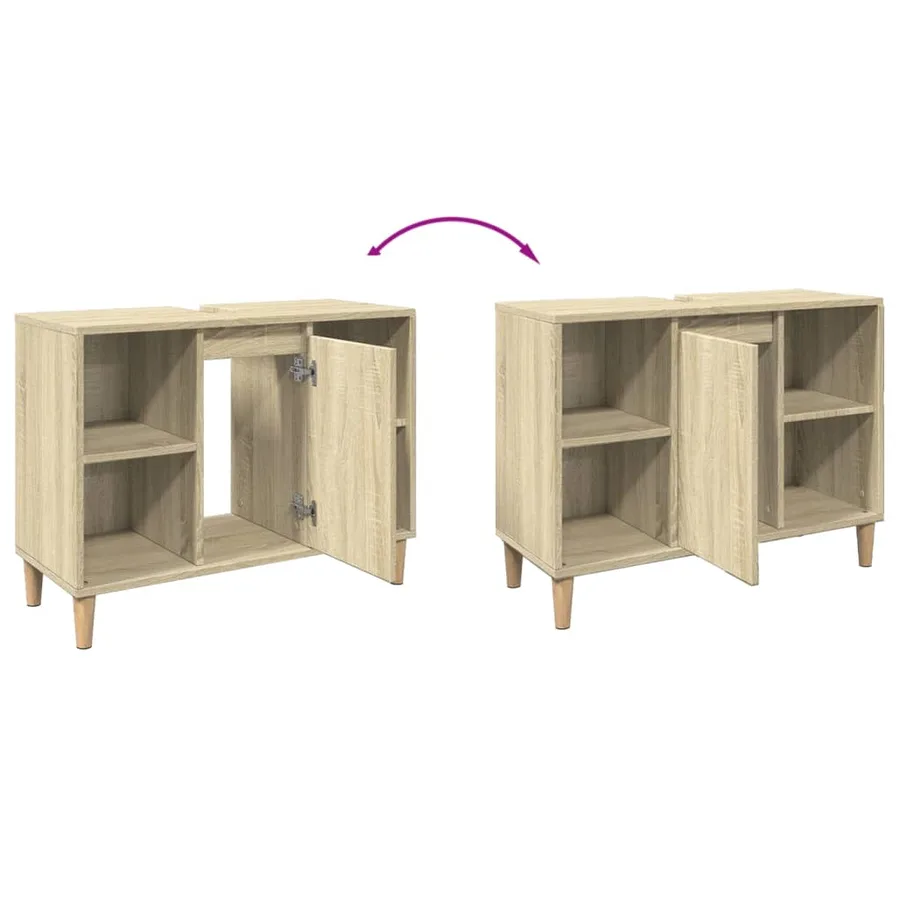 Armoire salle de bain chêne sonoma 80x33x60cm bois d'ingénierie - 8
