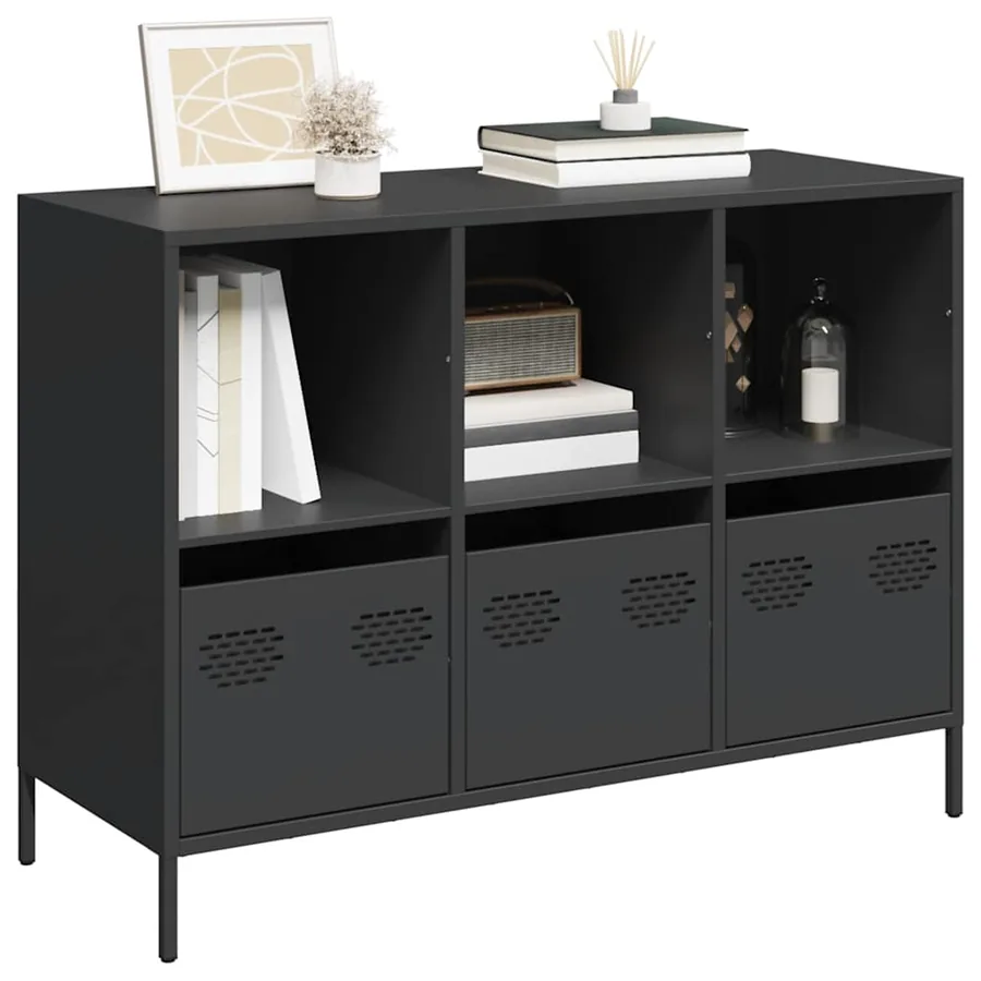 Buffet noir 101,5x39x73,5 cm acier laminé à froid
