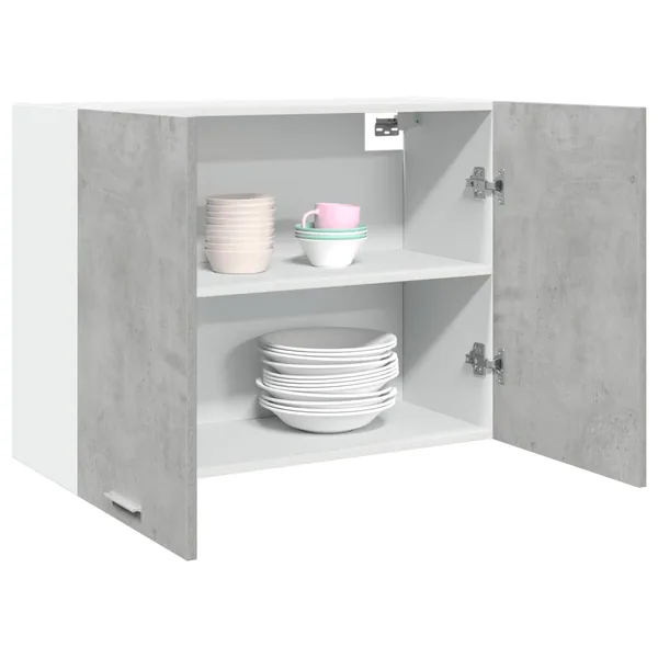 Armoire suspendue "Lyon" Gris béton 80 x 31 x 60 cm Bois d'ingénierie