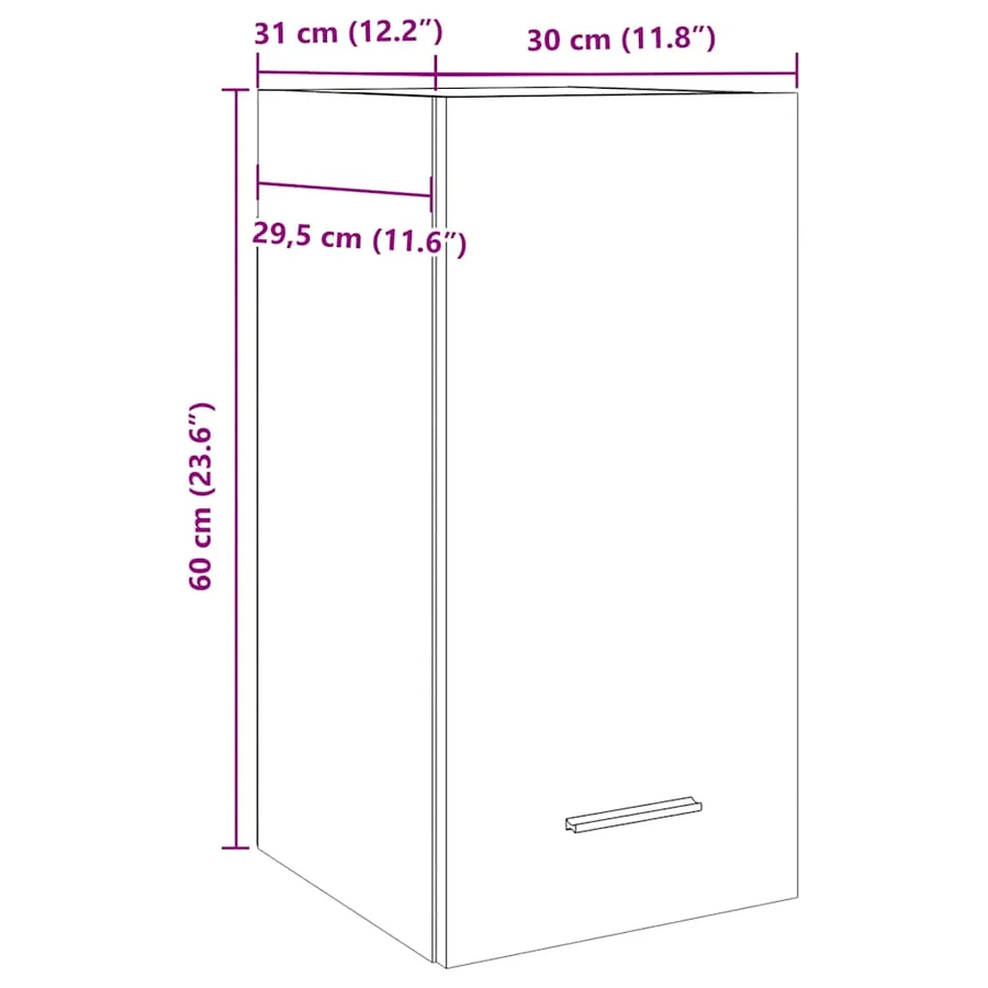 Armoire suspendue "Lyon" Chêne artisanal 30 x 31 x 60 cm Bois d'ingénierie - 11