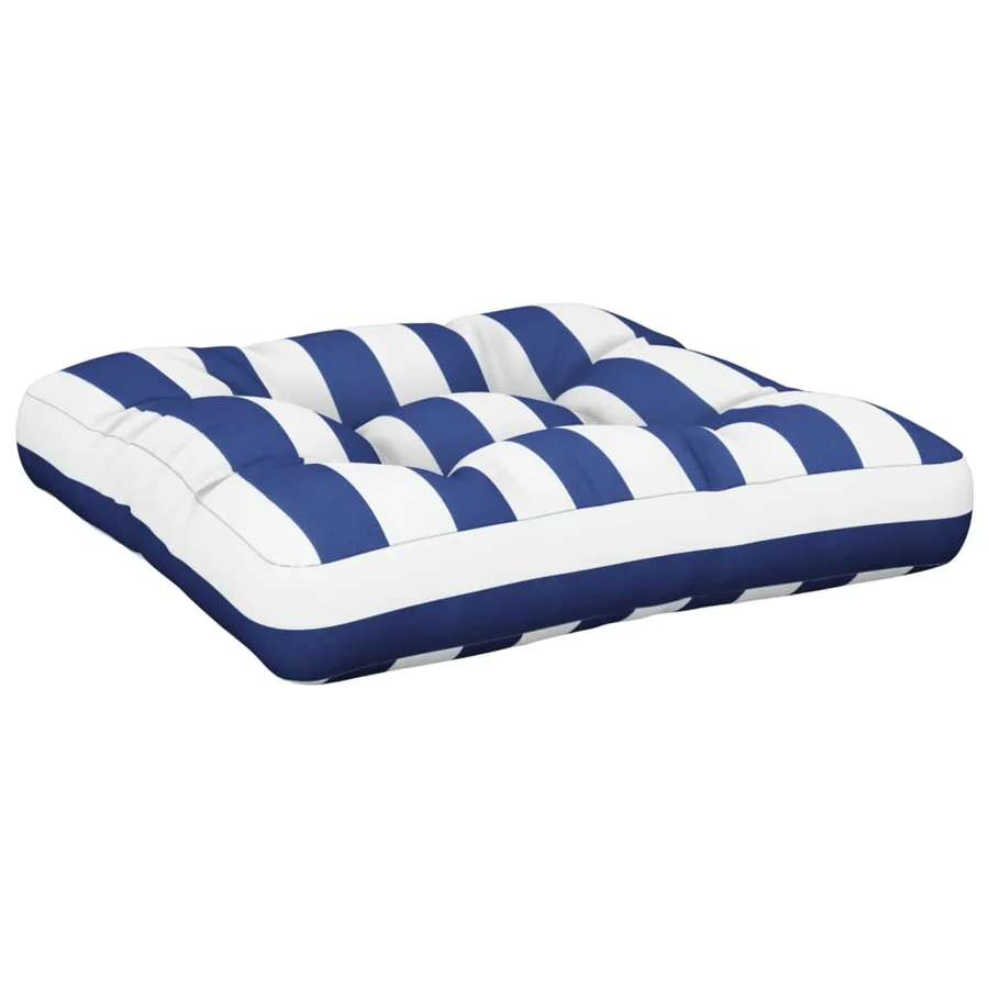 Coussin de palette rayure bleue/blanche 58x58x10 cm tissu - 2