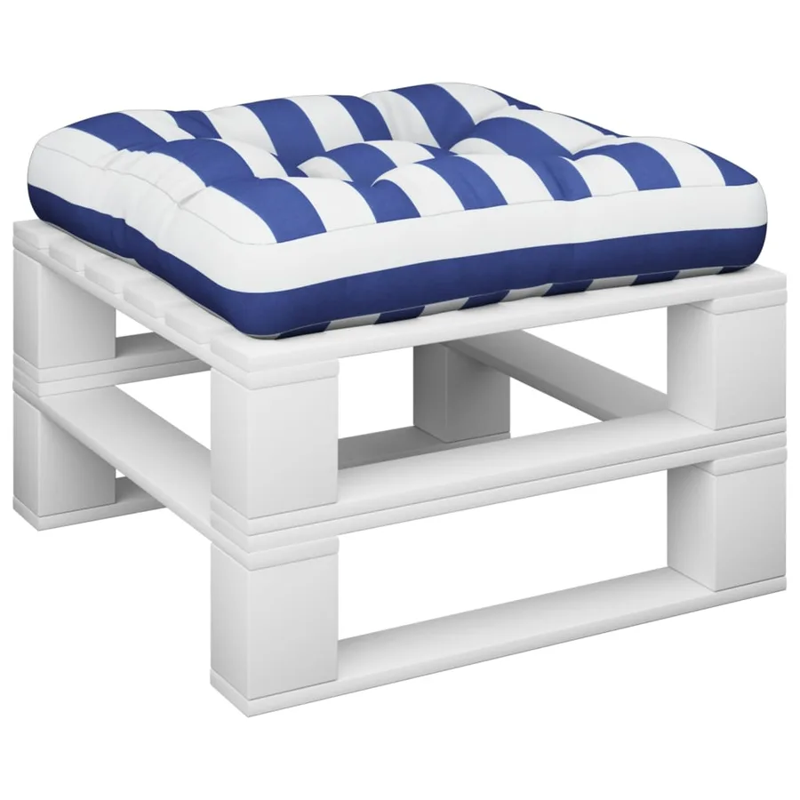 Coussin de palette rayure bleue/blanche 58x58x10 cm tissu - 3