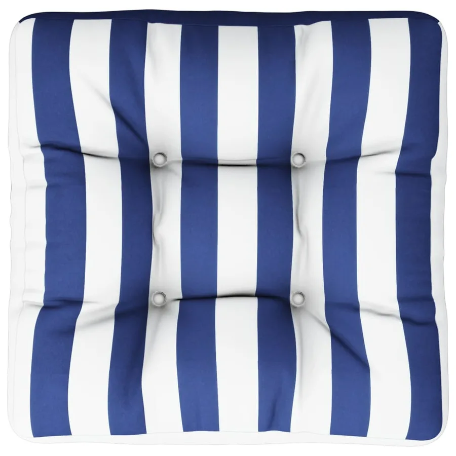 Coussin de palette rayure bleue/blanche 58x58x10 cm tissu - 6
