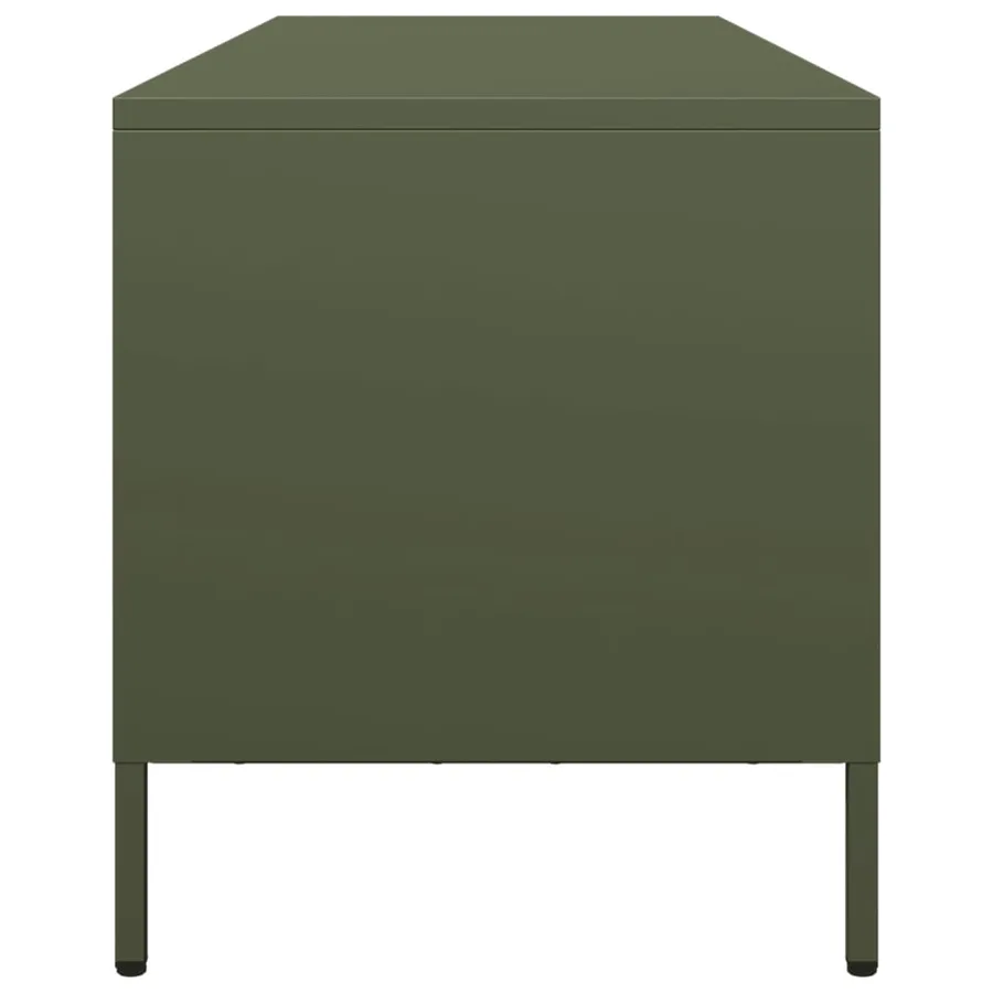 Meuble TV vert olive 135x39x43,5 cm acier laminé à froid - 6