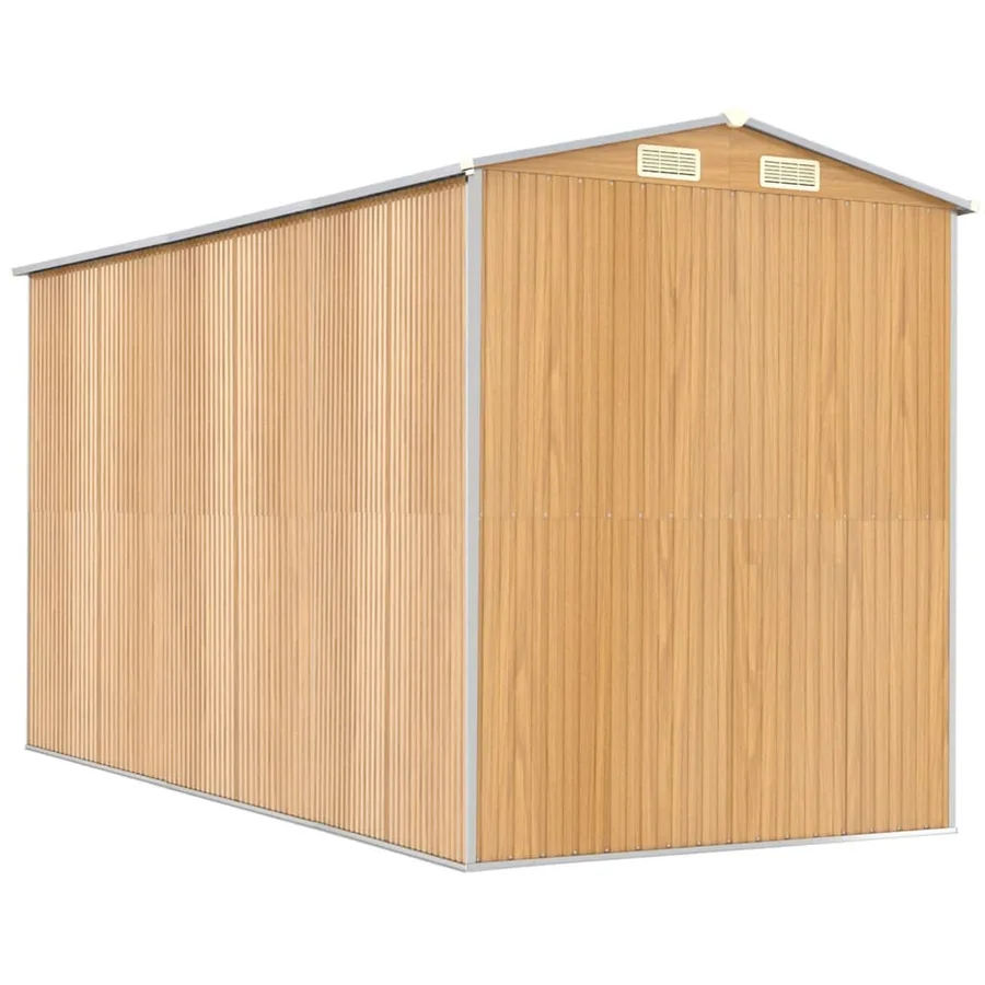 Abri de jardin Marron clair 192x357x223 cm Métal galvanisé - 6