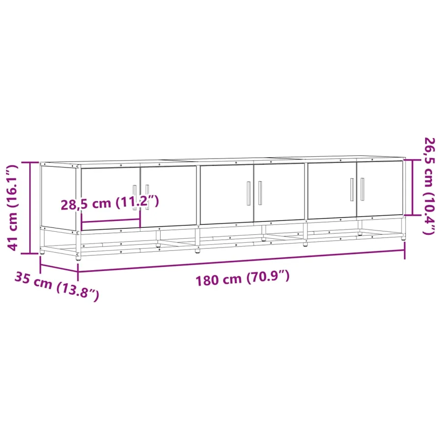 Meuble TV chêne fumé 180x35x41 cm bois d'ingénierie - 10