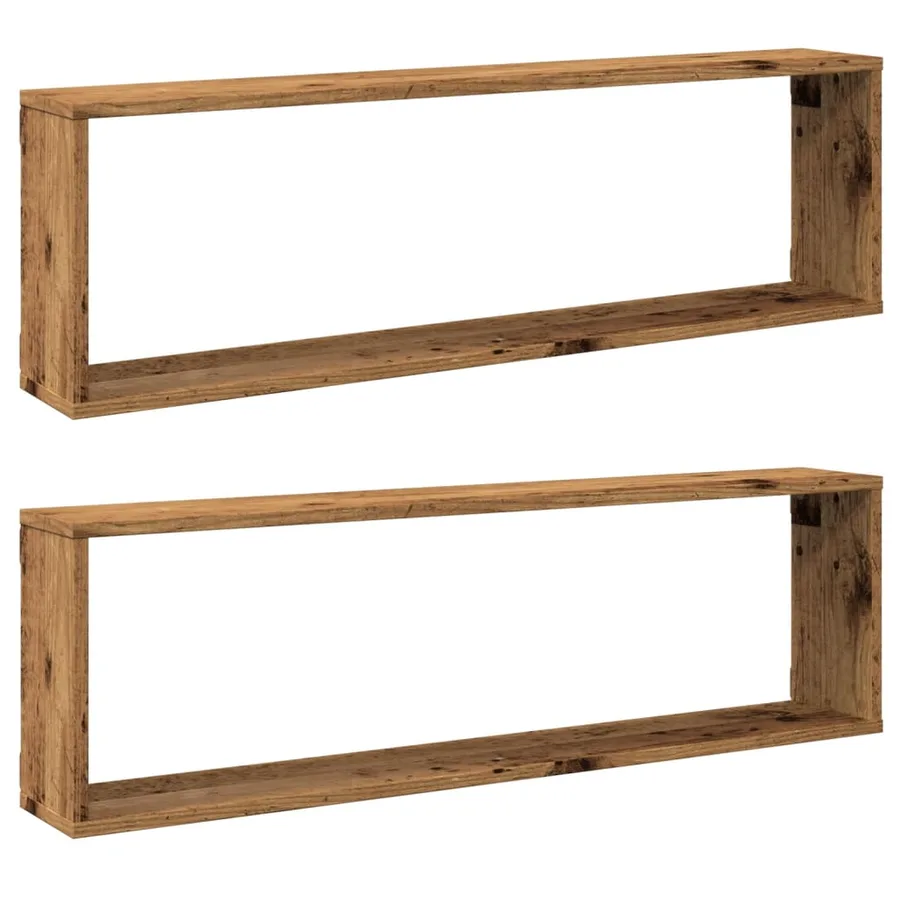 Étagères cube murales 2 pcs vieux bois 100x15x30 cm - 2
