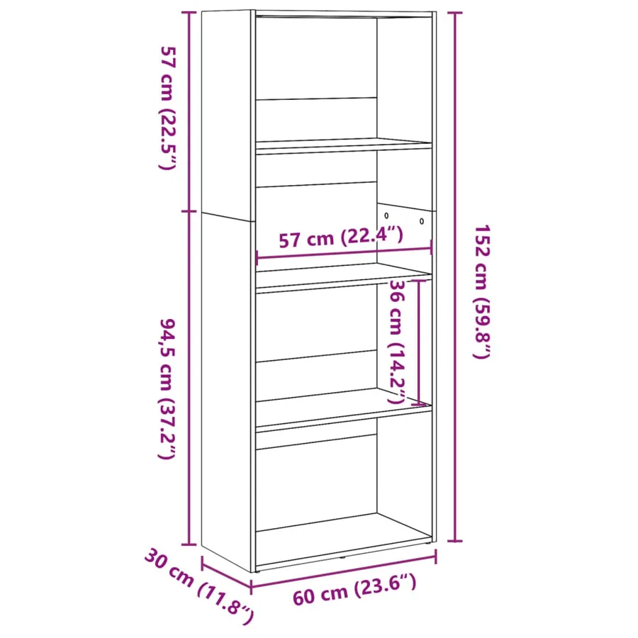 Bibliothèque chêne sonoma 60x30x152 cm bois d'ingénierie - 9