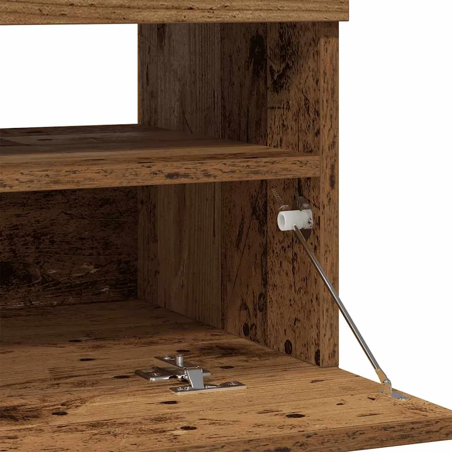 Meuble TV avec lumières LED vieux bois bois d'ingénierie - 10