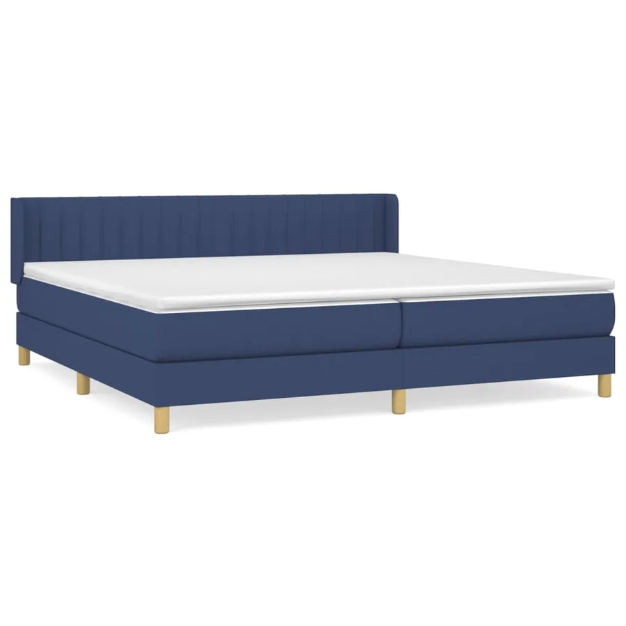 Sommier à lattes de lit avec matelas Bleu 200x200 cm Tissu - 2