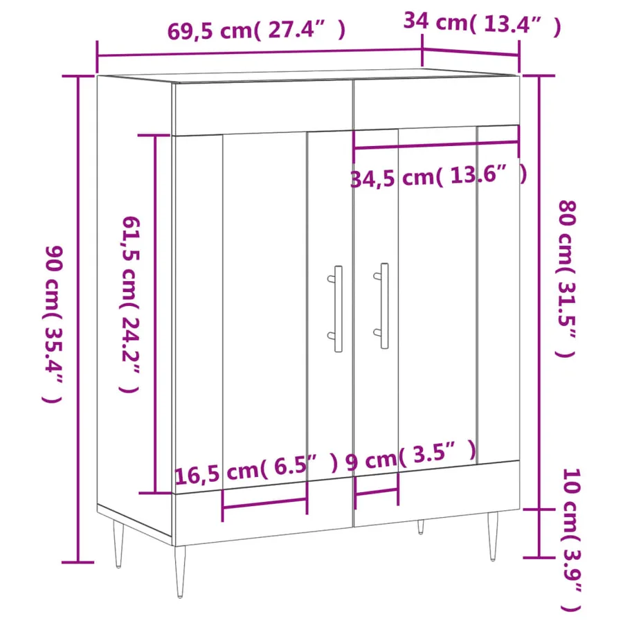 Buffet sonoma gris 69,5x34x90 cm bois d'ingénierie - 12