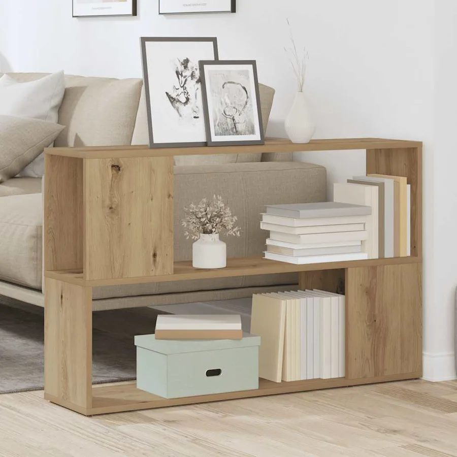 Bibliothèque chêne artisanal 100x24x63 cm bois d'ingénierie - 3
