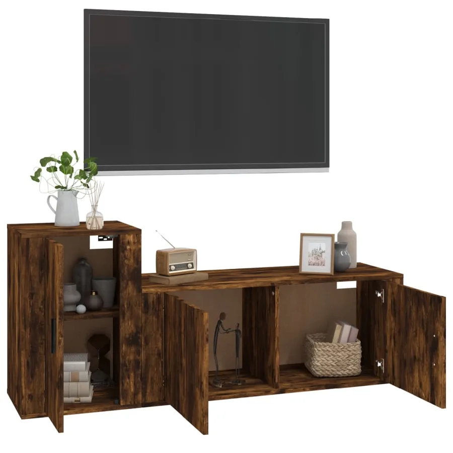 Ensemble de meubles TV 2 pcs Chêne fumé Bois d'ingénierie - 3