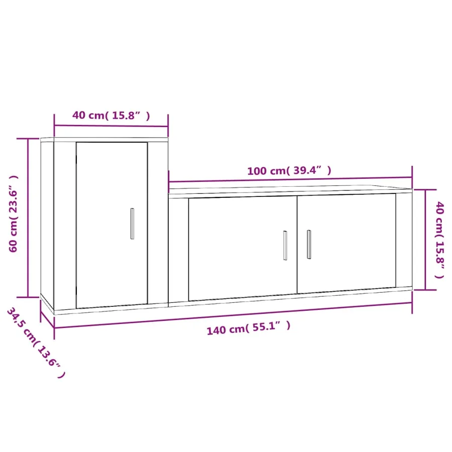 Ensemble de meubles TV 2 pcs Chêne fumé Bois d'ingénierie - 8