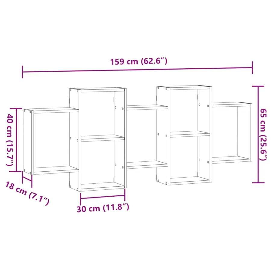 Étagère murale chêne sonoma 159x18x65 cm bois d'ingénierie - 10