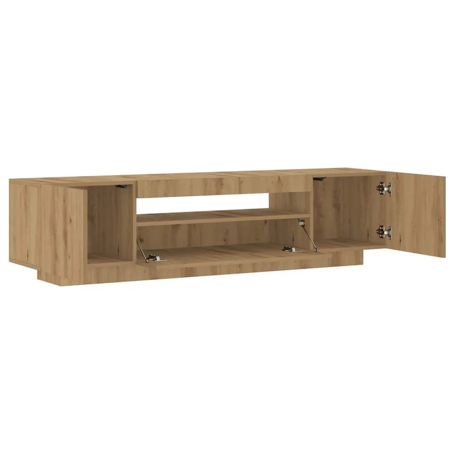 Meuble TV avec lumières LED chêne artisanal bois d'ingénierie - 10