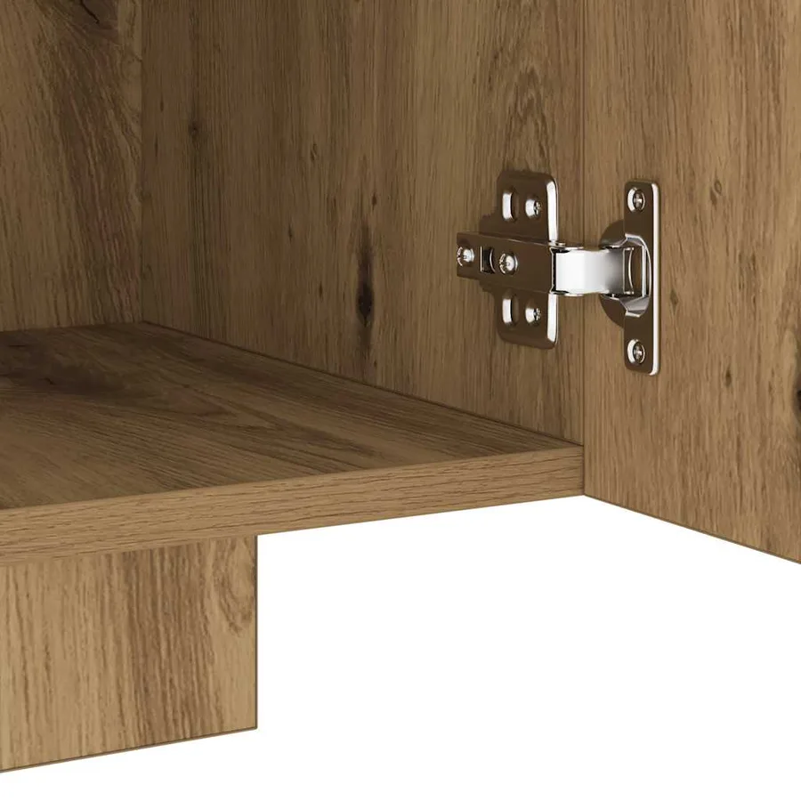 Meuble TV avec lumières LED chêne artisanal bois d'ingénierie - 11