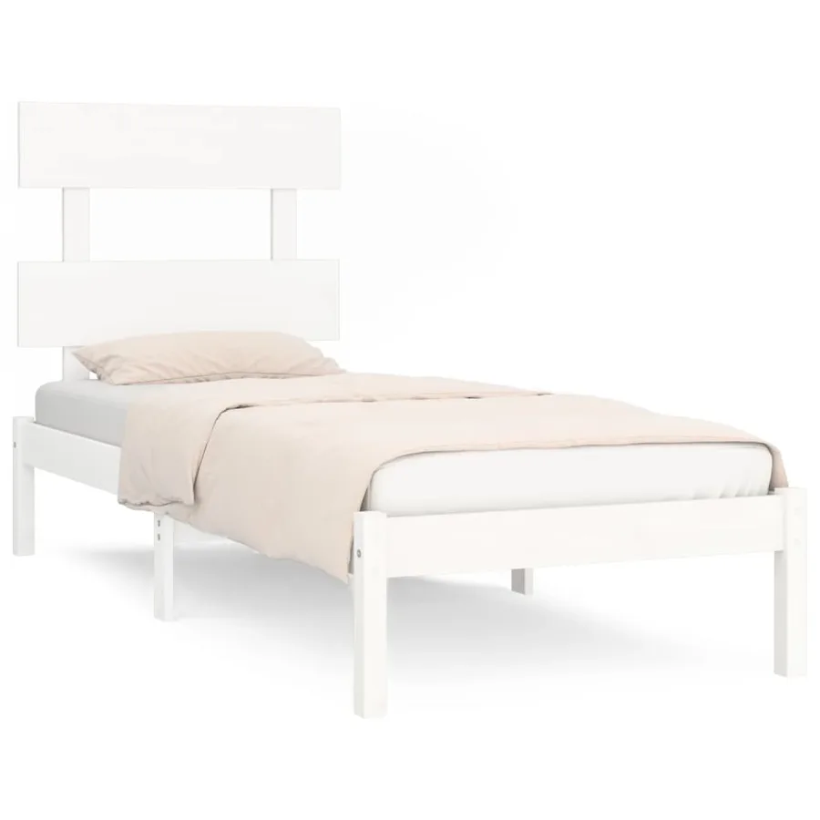 Cadre de lit sans matelas blanc 90x200 cm bois massif - 2