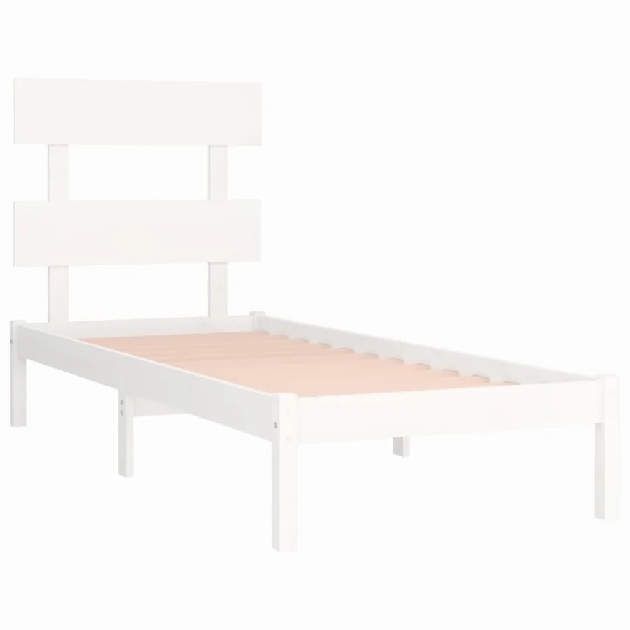 Cadre de lit sans matelas blanc 90x200 cm bois massif - 4