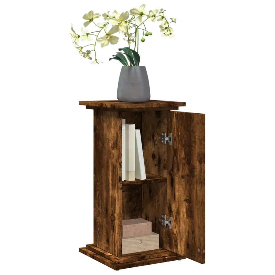 Piédestal avec rangement chêne fumé 31x30x60 cm bois ingénierie - 4