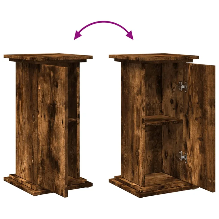 Piédestal avec rangement chêne fumé 31x30x60 cm bois ingénierie - 9