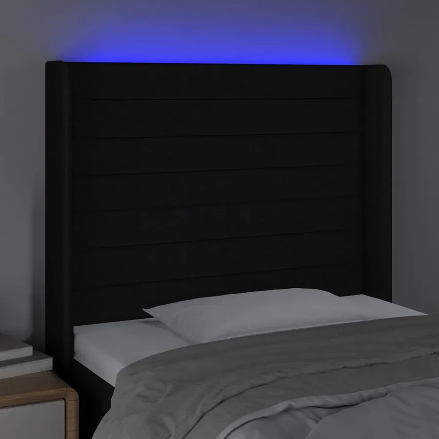 Tête de lit à LED Noir 103x16x118/128 cm Tissu - 4